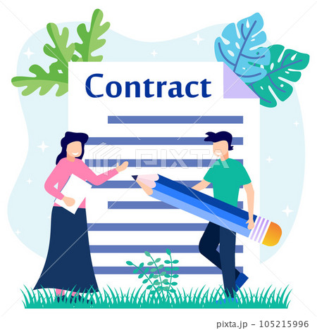 Illustration vector graphic cartoon character of contract signature 105215996