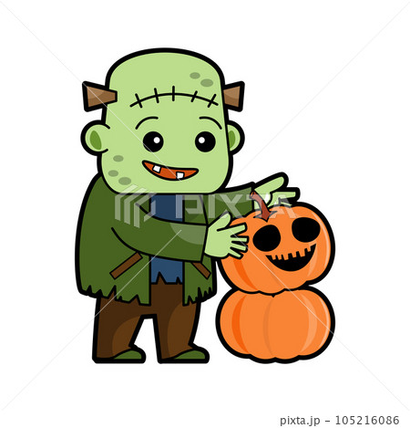 Frankenstein . Halloween cartoon characters . Vector . 105216086