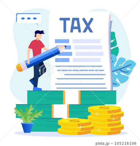 Illustration vector graphic cartoon character of pay taxes 105216106