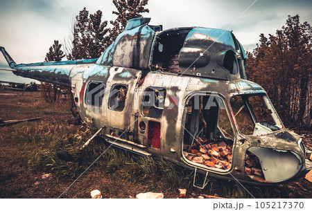 Abandoned helicopter at the airfield 105217370