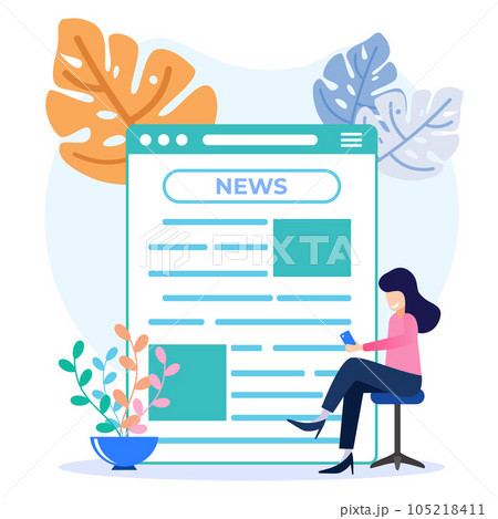 Illustration vector graphic cartoon character of online news Illustration vector graphic cartoon character of online news 105218411