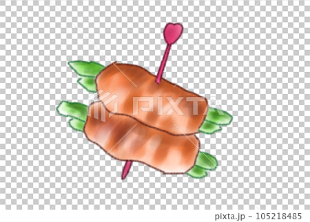 Illustration of meat-wrapped asparagus 105218485