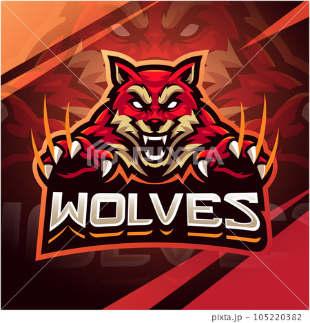 Wolves esport mascot logo design 105220382