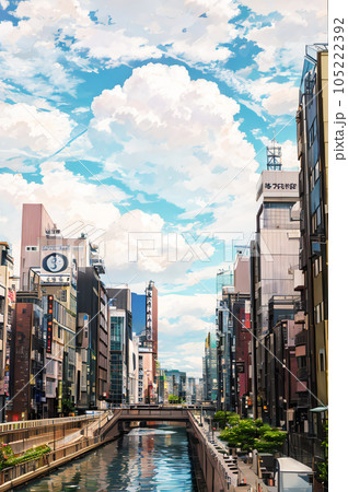 AI画像　道頓堀の街並みイメージ 105222392