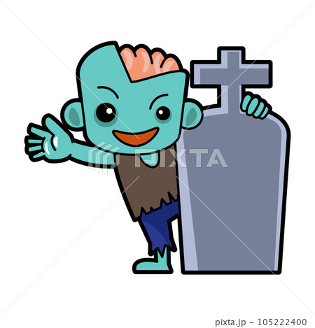Zombie . Halloween cartoon characters . Vector . 105222400