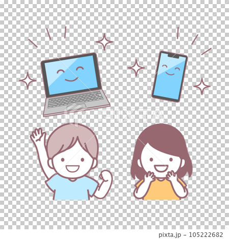 與電腦和智能手機相處融洽的孩子 105222682