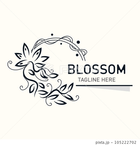 Blossom floral beautiful leaf and flower vector art, icon graphic decoration business wedding template Blossom floral beautiful leaf and flower vector art, icon graphic decoration business wedding template 105222702