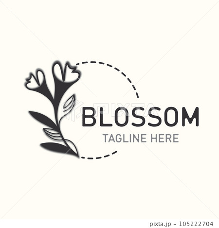 Blossom floral beautiful leaf and flower vector art, icon graphic decoration business wedding template 105222704