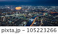 東京の夜景と足立の花火 105223266