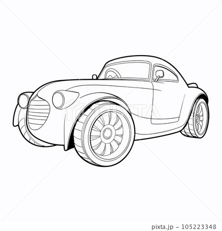 Car outline line art coloring page vector 105223348