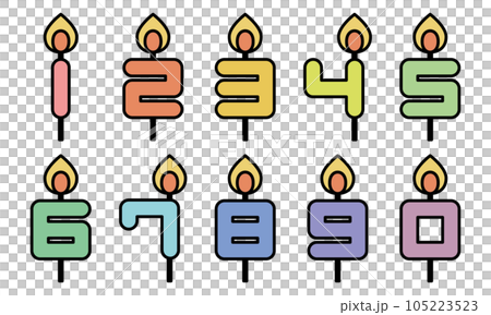 彩色數字蠟燭圖標集 彩色數字蠟燭圖標集 105223523