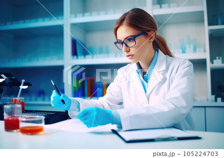 Researcher Preparing Samples. Generative AI 105224703