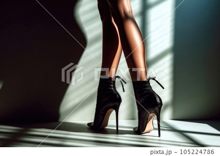 Graceful Woman Strutting in High Heels. Generative AI 105224786