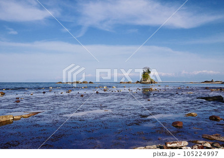 海岸から望む立山連峰　雨晴海岸　富山観光スポット　能登半島国定公園 105224997