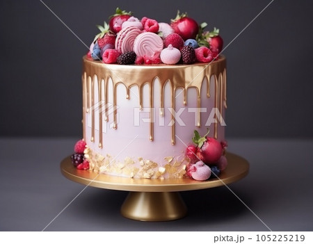 Pink cake with berries Pink cake with berries 105225219