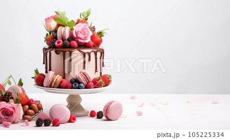Pink cake with berries Pink cake with berries 105225334