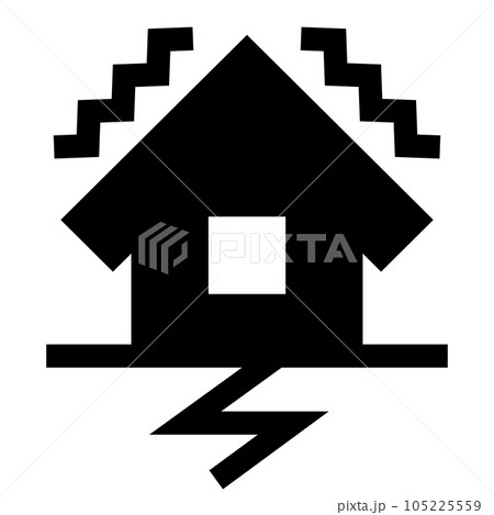 災害、地震を表す塗りつぶしスタイルのアイコン 105225559