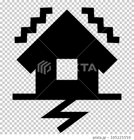 災害、地震を表す塗りつぶしスタイルのアイコン 105225559