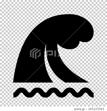 災害、津波を表す塗りつぶしスタイルのアイコン 105225561