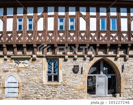 Merchants Bridge, Kraemerbruecke in Erfurt, Germany. It is built over entirely with houses 105227246
