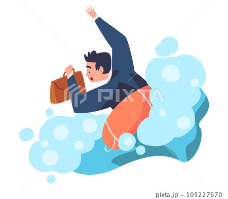 Man Entrepreneur Character Drowning in Water Vector Illustration Man Entrepreneur Character Drowning in Water Vector Illustration 105227670