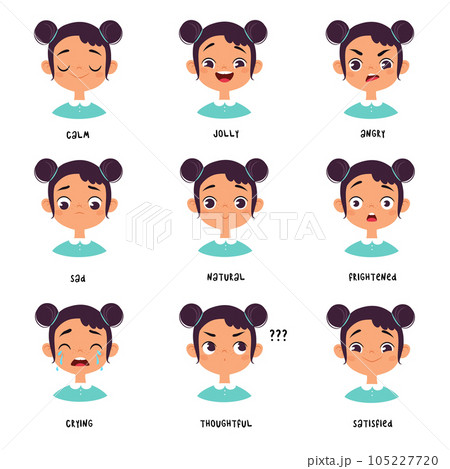 Cute Girl Emotions and Face Expressions Vector Set Cute Girl Emotions and Face Expressions Vector Set 105227720