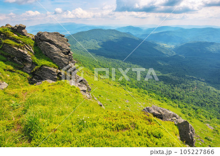 carpathian landscape in summer. view in to the distant valley. travel ukraine 105227866