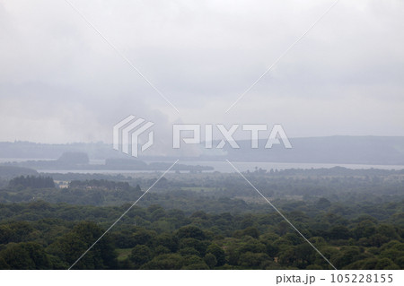 Cloud of smoke from the fire in the Monts d'Arree after 3 days 105228155