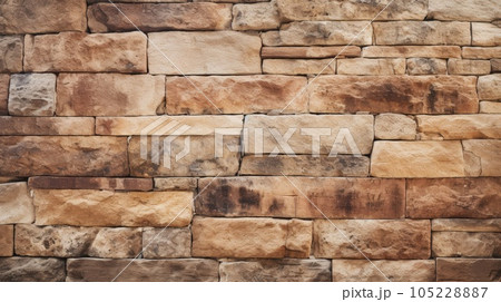 Rustic stone wall, old stone texture, digital ai. 105228887