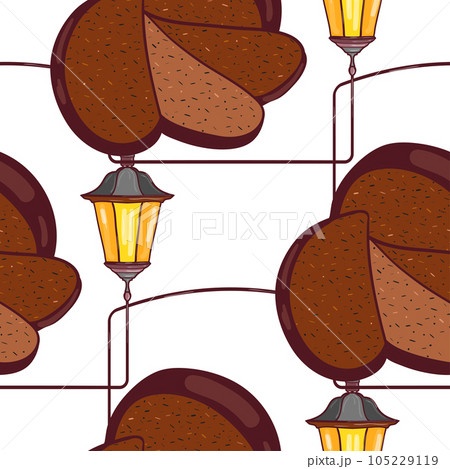 Sliced bread and lantern. Seamless background. Decorative texture for design. Sliced bread and lantern. Seamless background. Decorative texture for design. 105229119