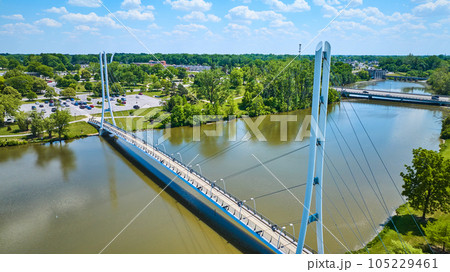 Aerial Ron Venderly Family Bridge over St Mary River in daytime 105229461
