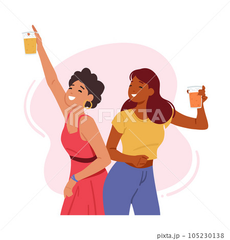 Young Women Enjoying Beer, Embracing Diverse Tastes And Breaking Societal Norms, Cartoon People Vector Illustration Young Women Enjoying Beer, Embracing Diverse Tastes And Breaking Societal Norms, Cartoon People Vector Illustration 105230138