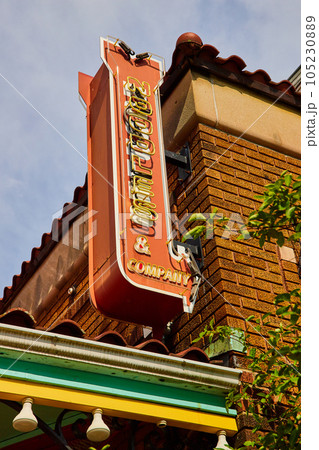 Retro restaurant exterior sign Noodles and Company 105230889