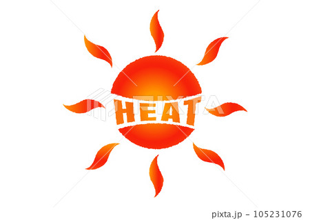 Vector icon of sun in flat style. Vector emblem heat in Europe. Vector icon of sun in flat style. Vector emblem heat in Europe. 105231076
