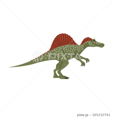 Cartoon Spinosaurus therapod dinosaur, spines back Cartoon Spinosaurus therapod dinosaur, spines back 105232741