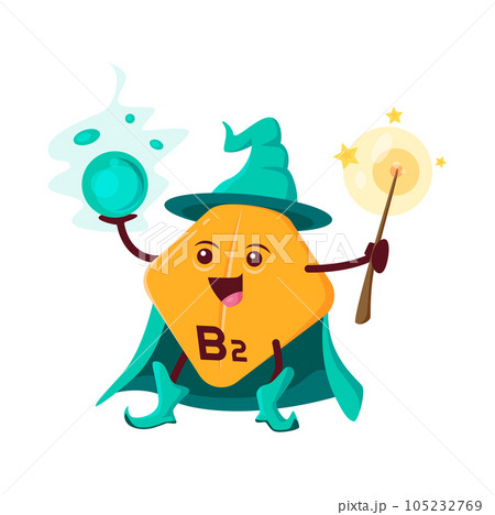 Cartoon vitamin B2 wizard, riboflavin character 105232769