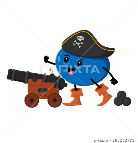 Cartoon blueberry corsair character with cannon Cartoon blueberry corsair character with cannon 105232773