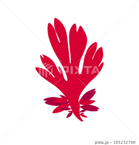 Pink soft coral isolated gorgonian seaweed icon 105232780