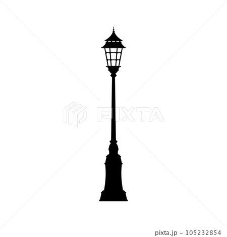 Streetlight vintage steel lamp on pole post column Streetlight vintage steel lamp on pole post column 105232854