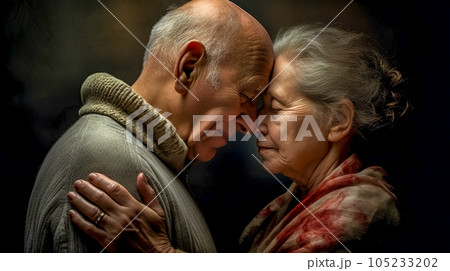 relationship, seniors in love give each other a kiss, love at any age, made with Generative AI 105233202
