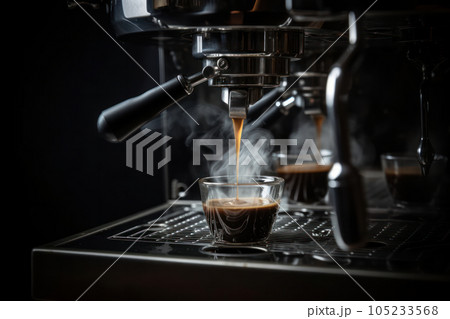 Professional-grade coffee machine brewing a delicious cup of coffee with a smooth and creamy finish is the ultimate coffee experience. AI Generative. 105233568