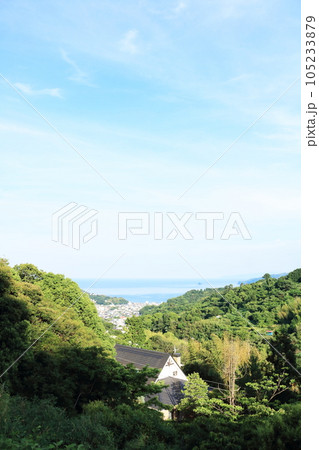 高台から見た伊豆伊東の青い空と青い海 105233879