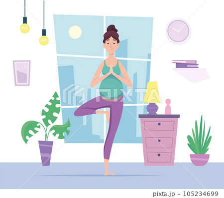 Yoga poses. Home sport exercises healthy relax yoga asana. Vector background Yoga poses. Home sport exercises healthy relax yoga asana. Vector background 105234699