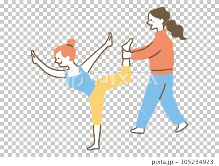 Students taught by gymnastics coach _ color 105234923