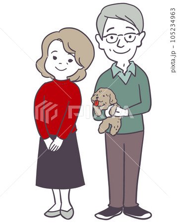 シニア夫婦とペット シニア夫婦とペット 105234963