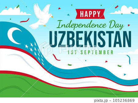 Happy Uzbekistan Independence Day Vector Illustration on 1st of September with Uzbek Flag Background in National Holiday Hand Drawn Templates Happy Uzbekistan Independence Day Vector Illustration on 1st of September with Uzbek Flag Background in National Holiday Hand Drawn Templates 105236869