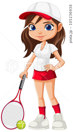 Beautiful female tennis player cartoon character 105236938