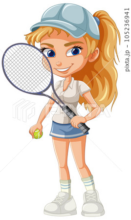 Beautiful female tennis player cartoon character 105236941