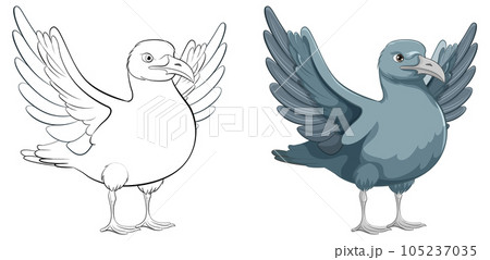Bird Standing with Wings 105237035