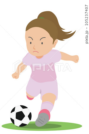サッカー　シュート　女子 105237407